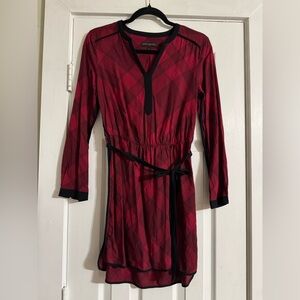 Banana Republic Red and Black Plaid Long Sleeve Dress